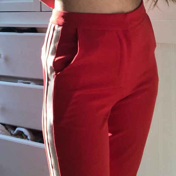 red trouser dress pants with white stripes - Picture 2 of 5